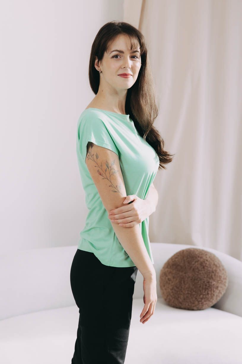 Káťa má na sobě při své výšce 170 cm velikost XS.