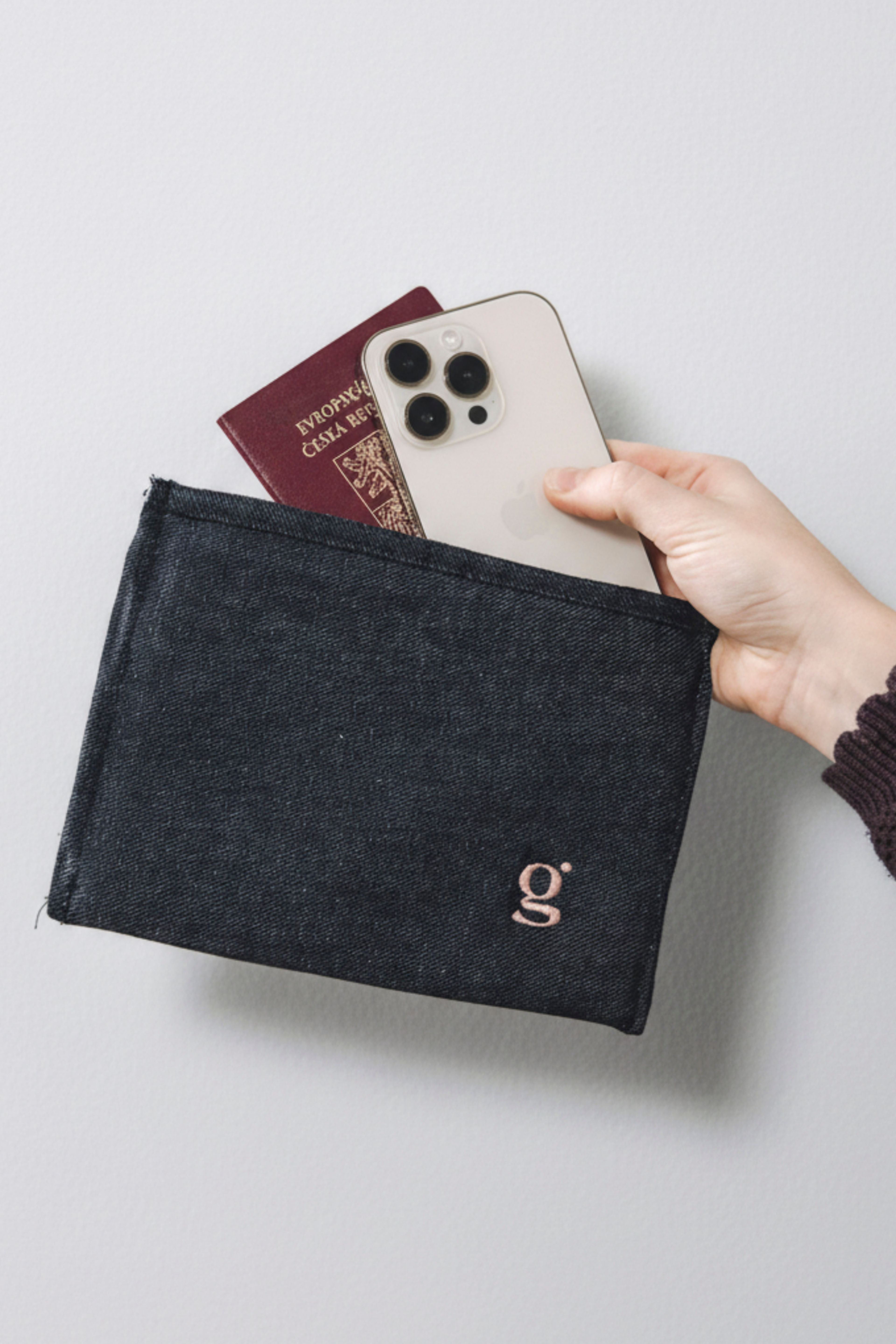 Zana Passport & Phone Sleeve Denim