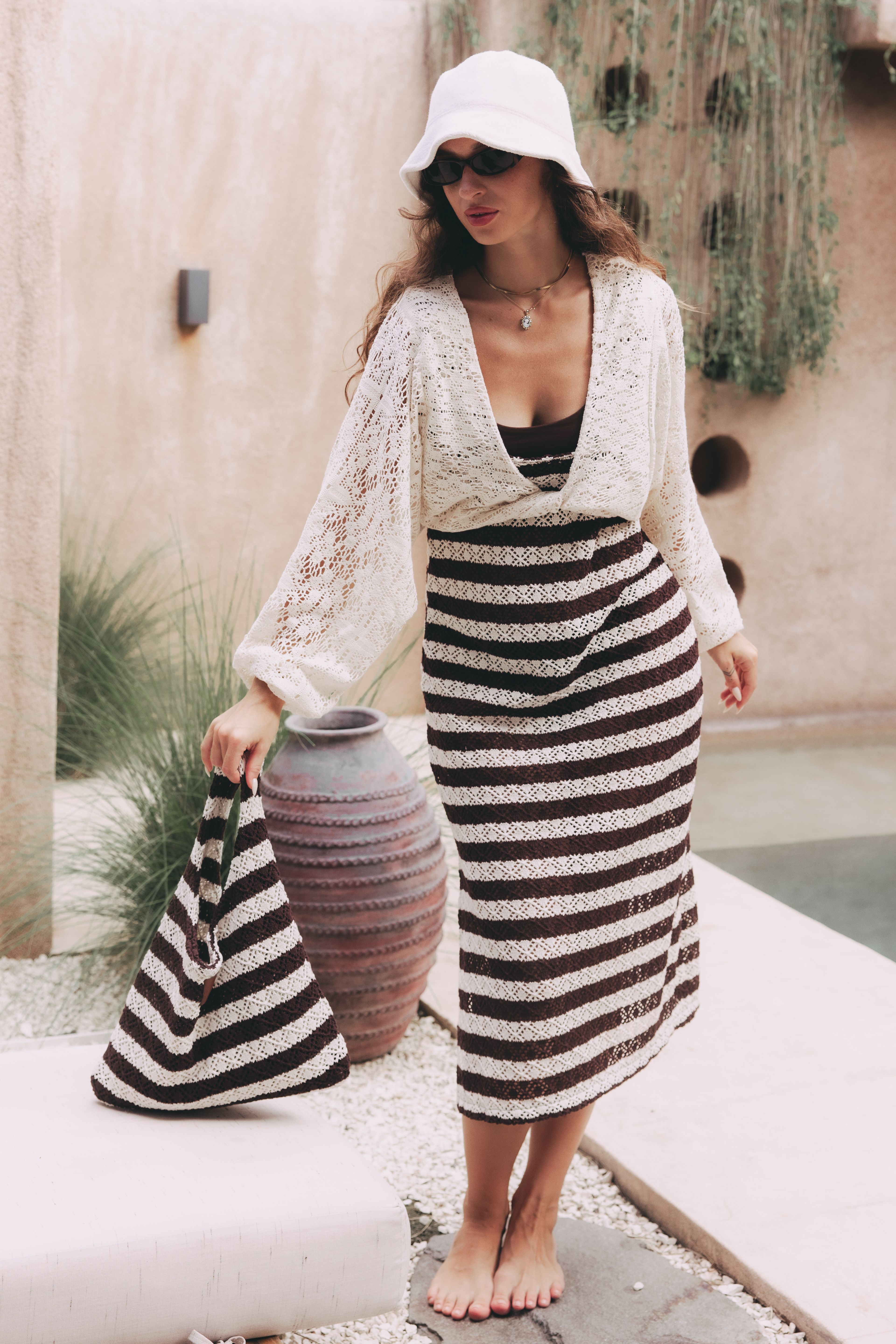 Taška Leya Brown Stripe