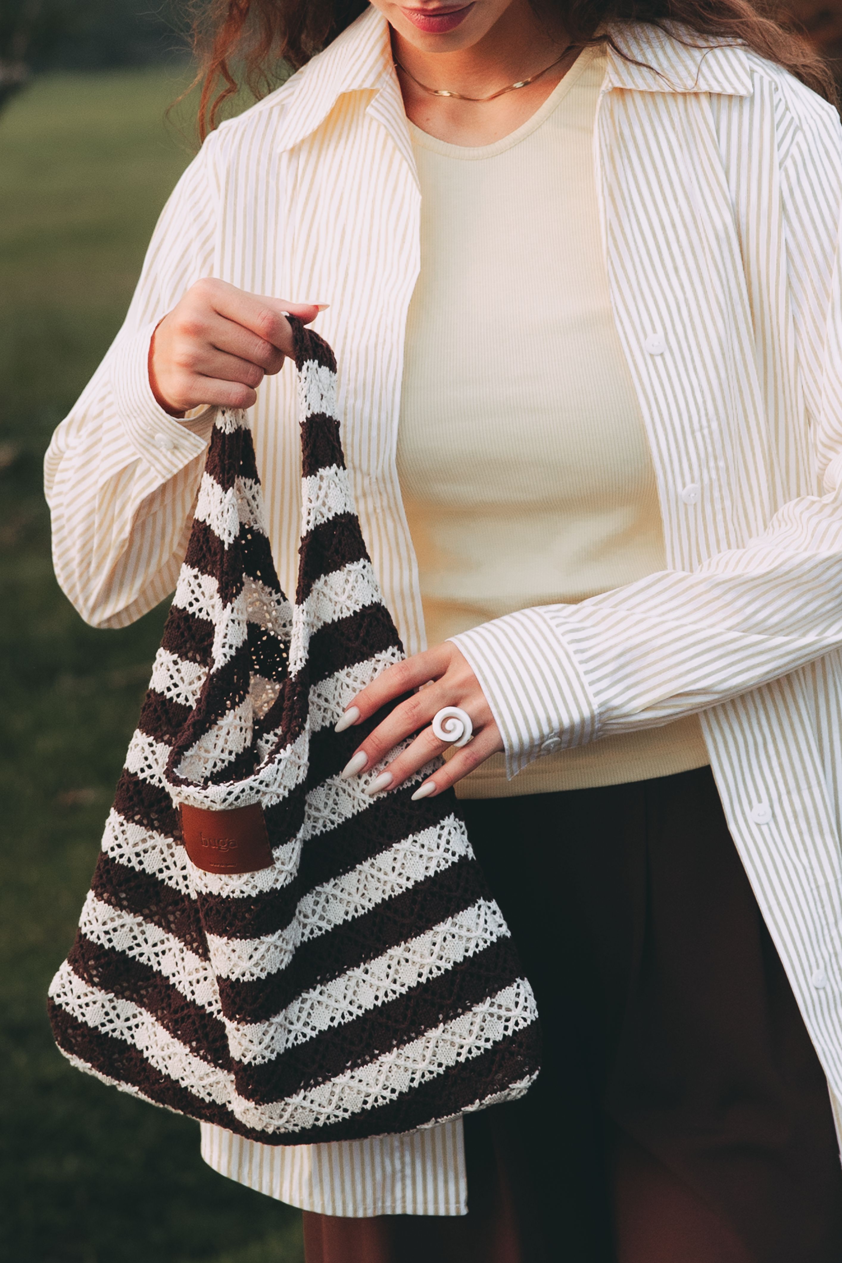 Taška Leya Brown Stripe