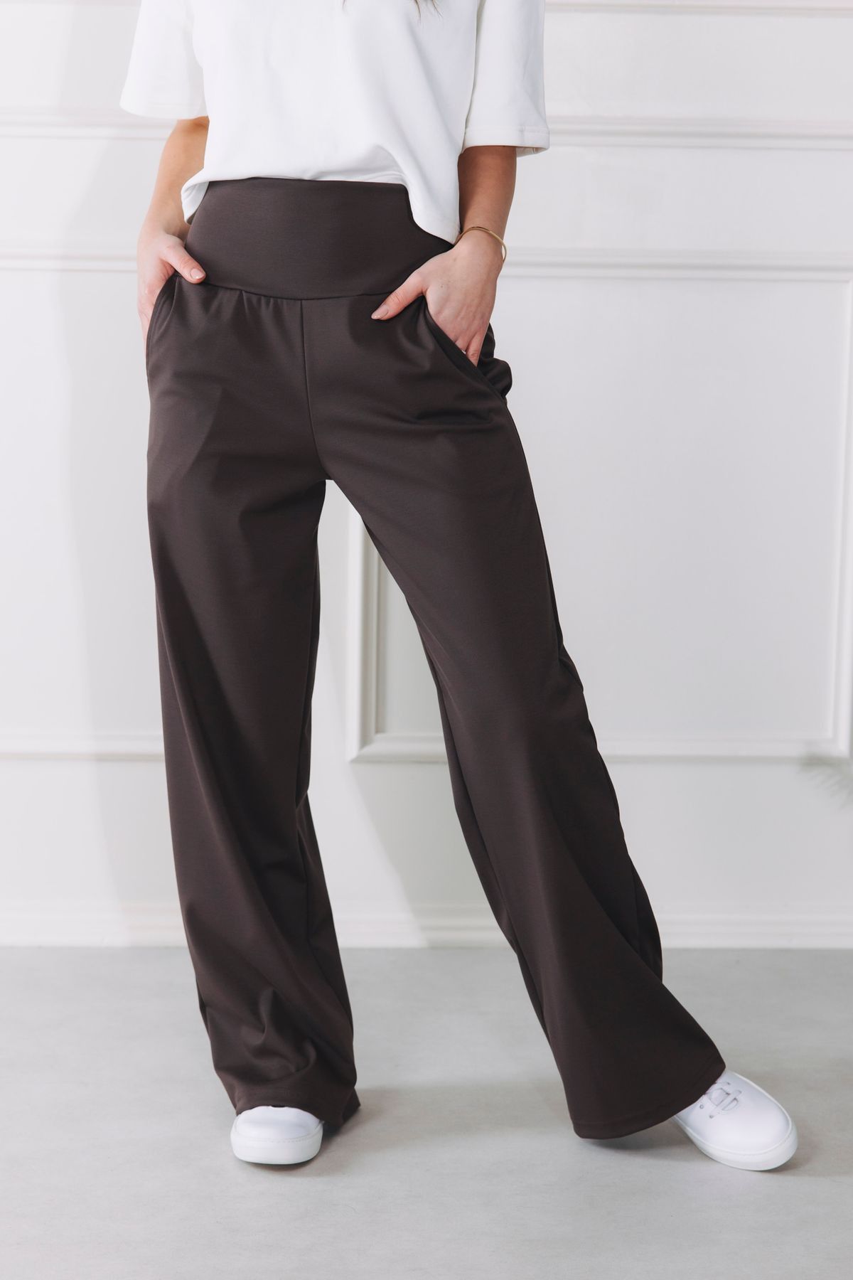 Kalhoty Nala Wide Leg Brown