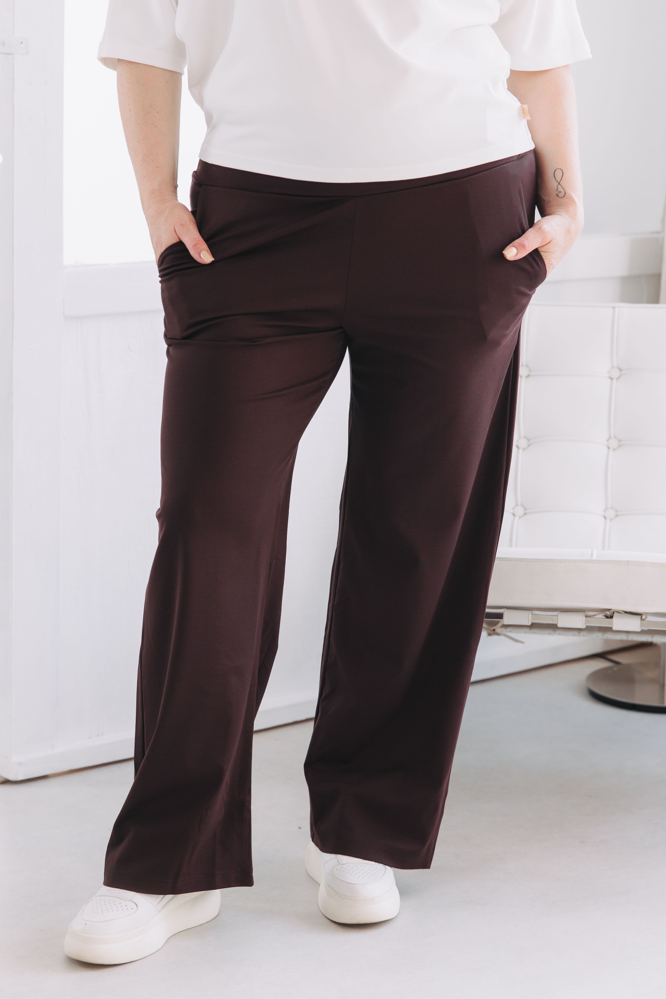 Kalhoty Nala Wide Leg Brown Plus