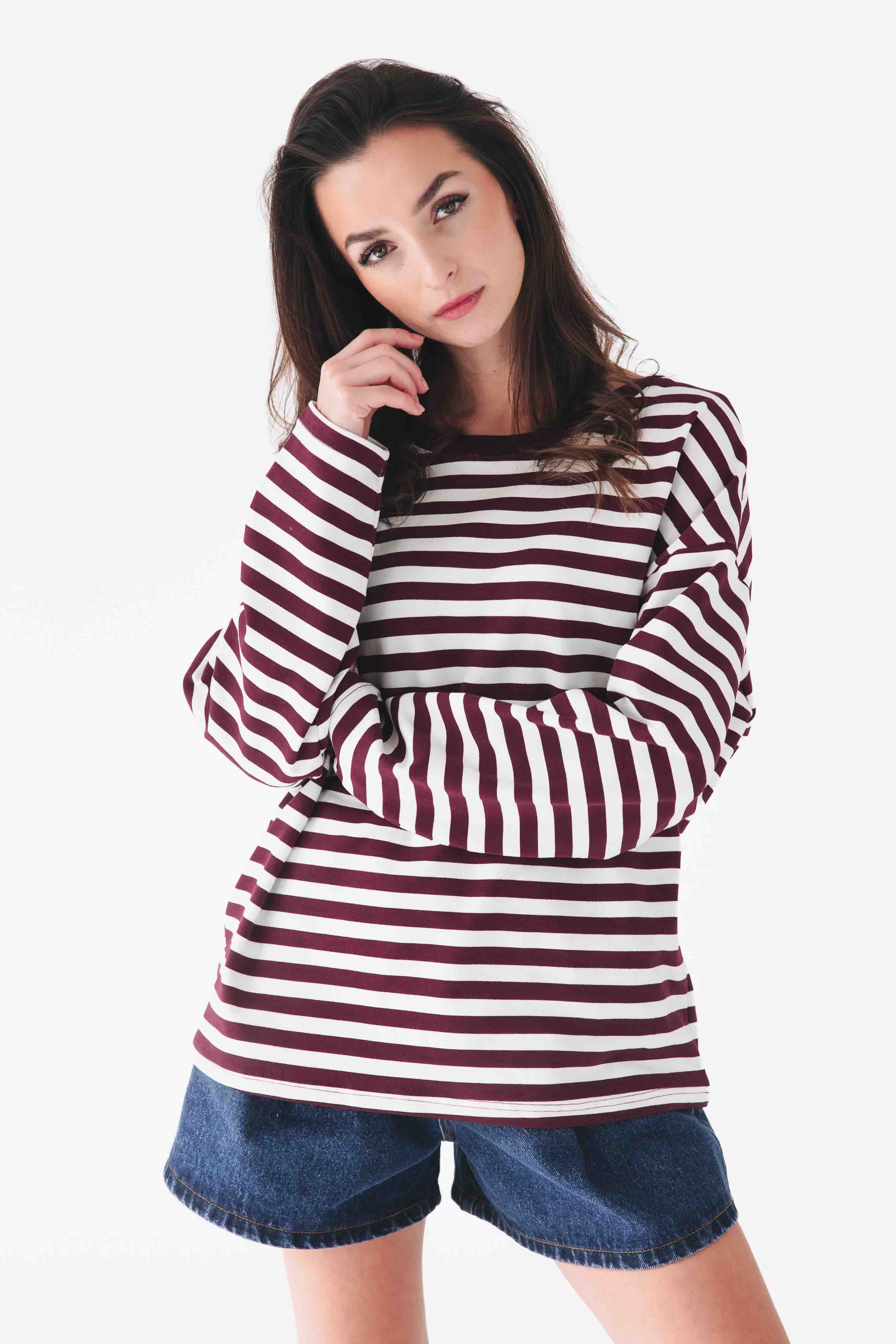 Mikina Mendy Bordo Stripe