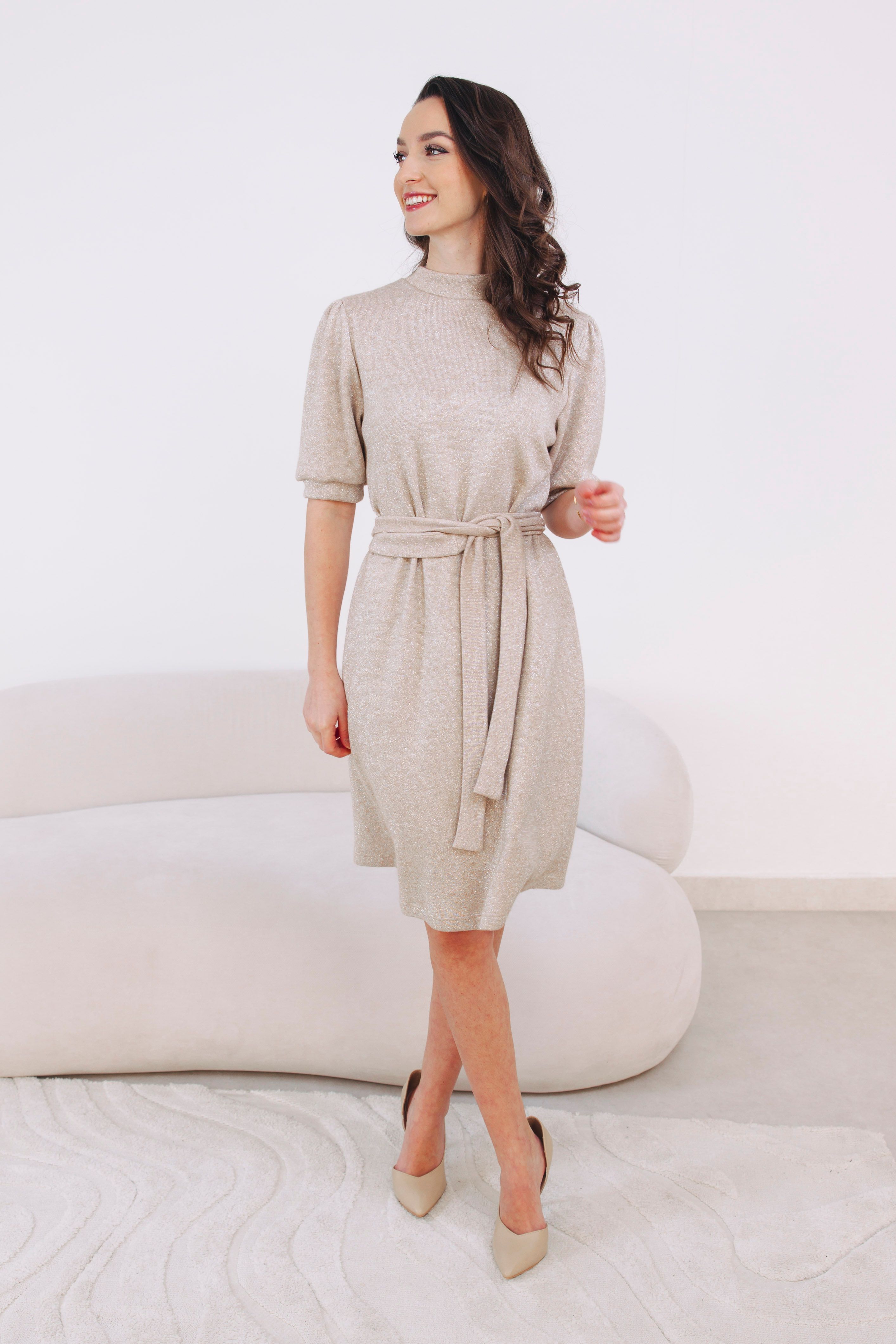Šaty Makena Taupe Shine