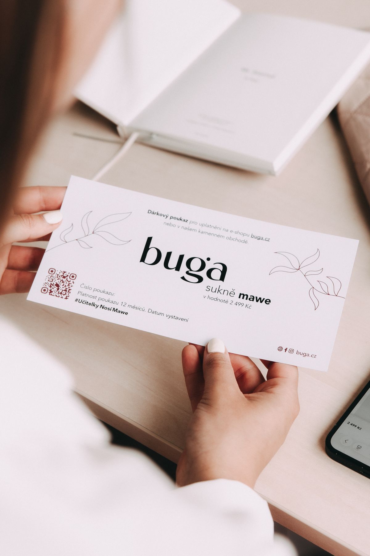 Tištěný dárkový poukaz na sukni Mawe