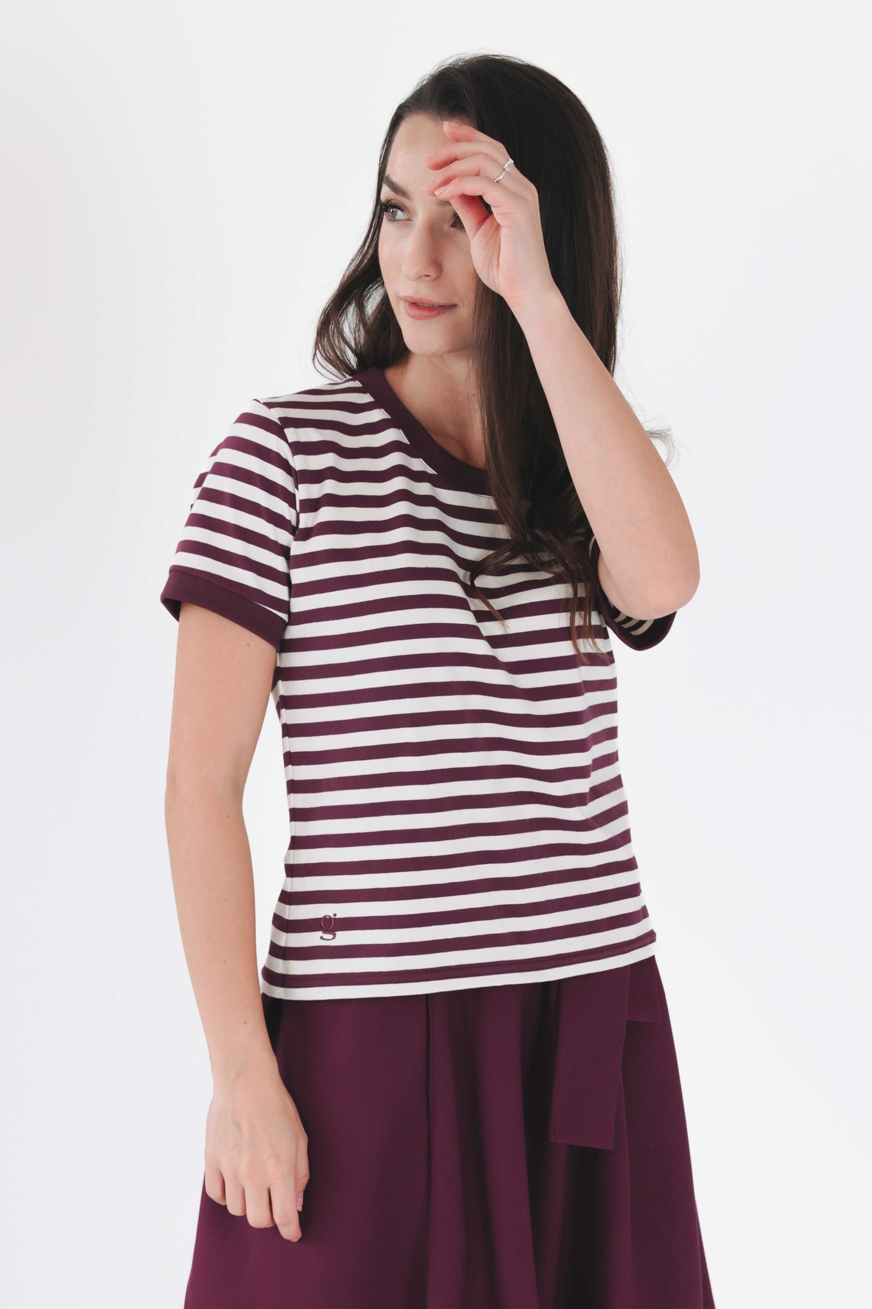 Tričko Ayuba Bordo Stripe