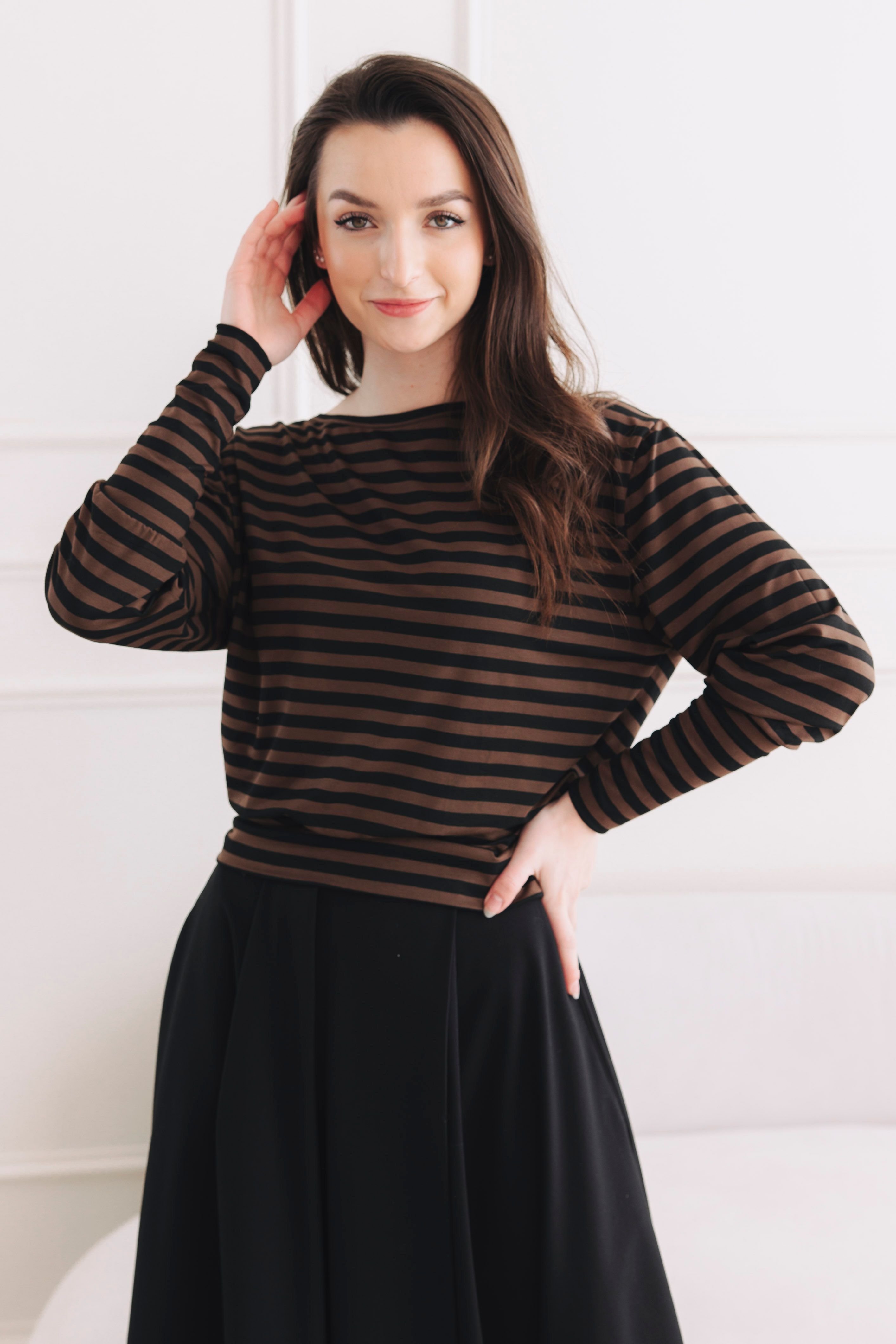 Tričko Chinedu Brown Stripe