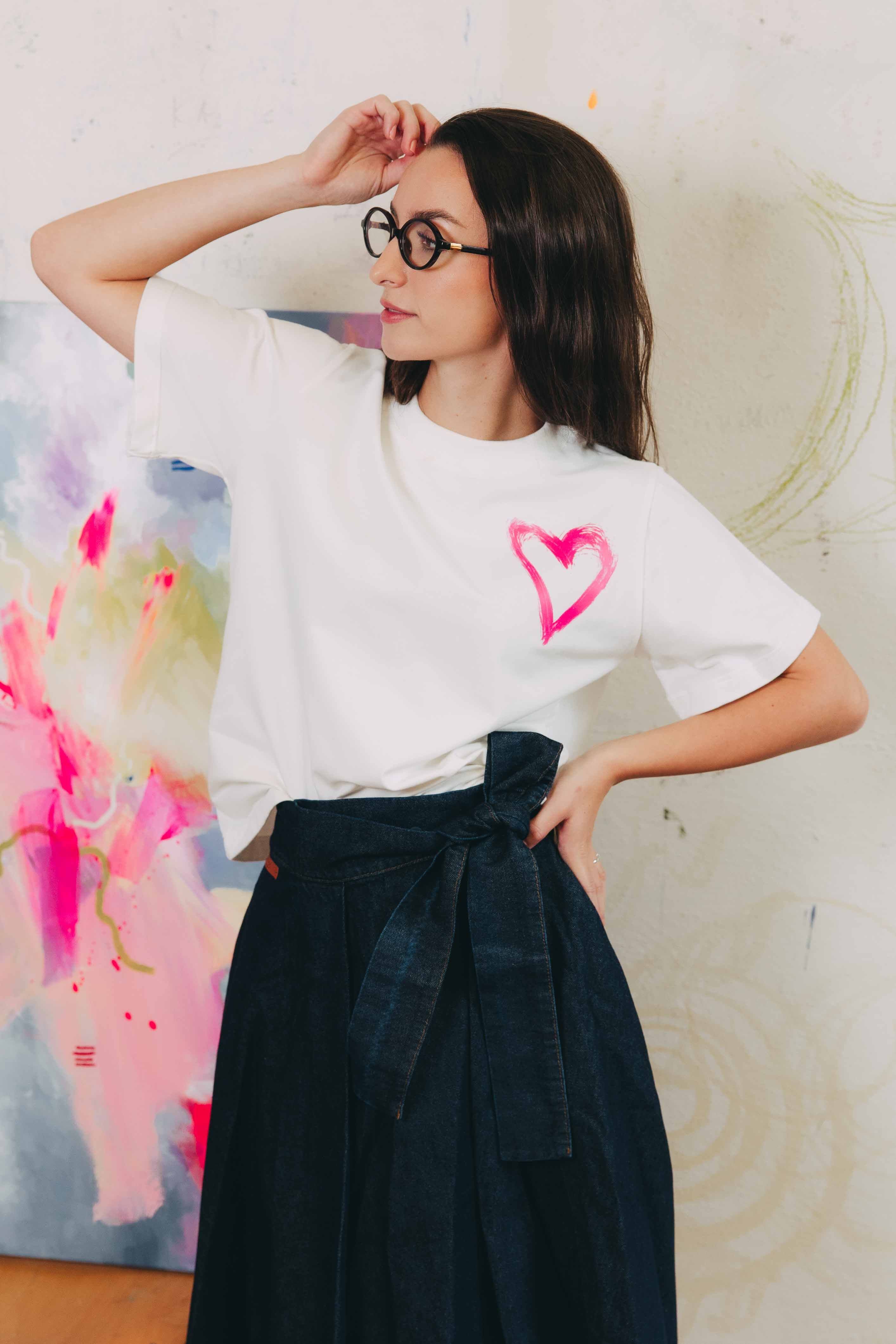 Tričko Mood White Pink Heart