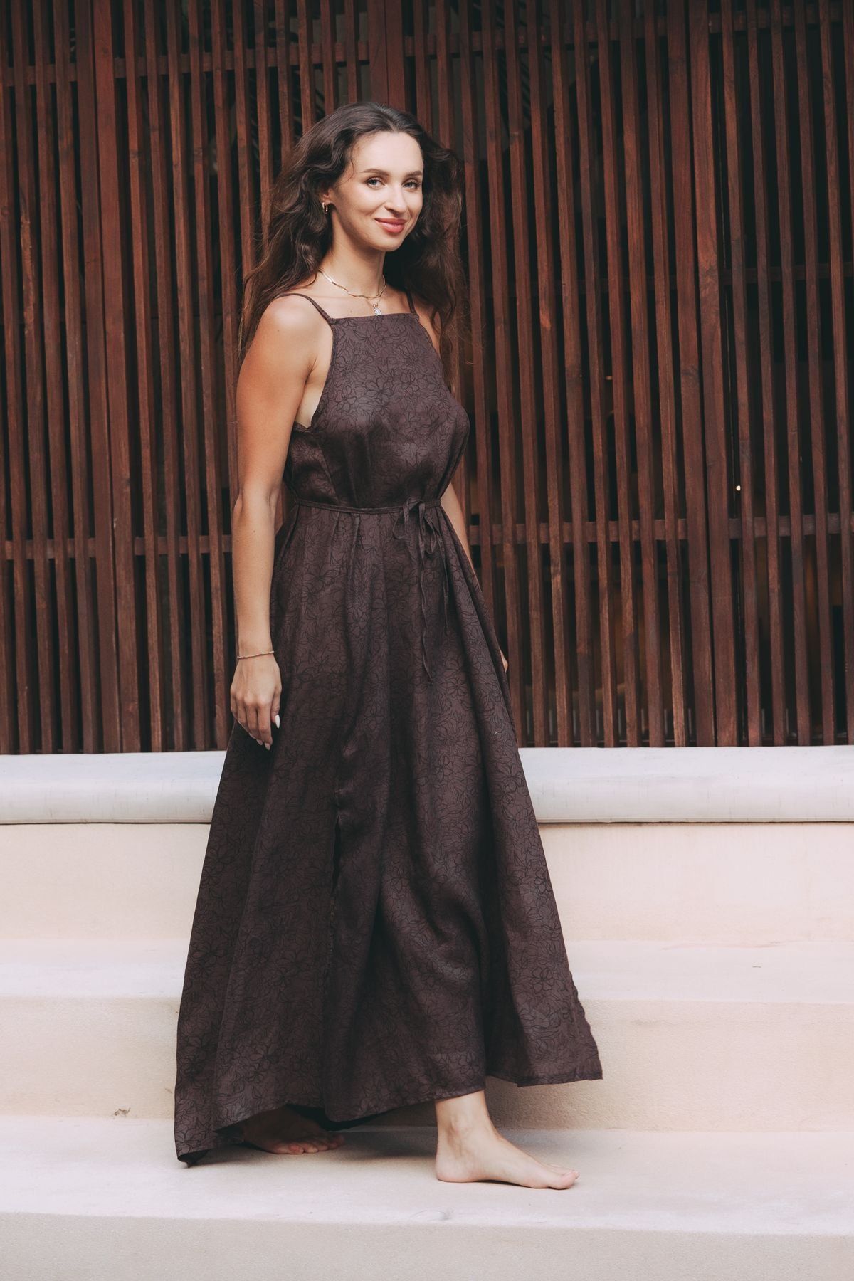 Šaty Ishani Linen Brown