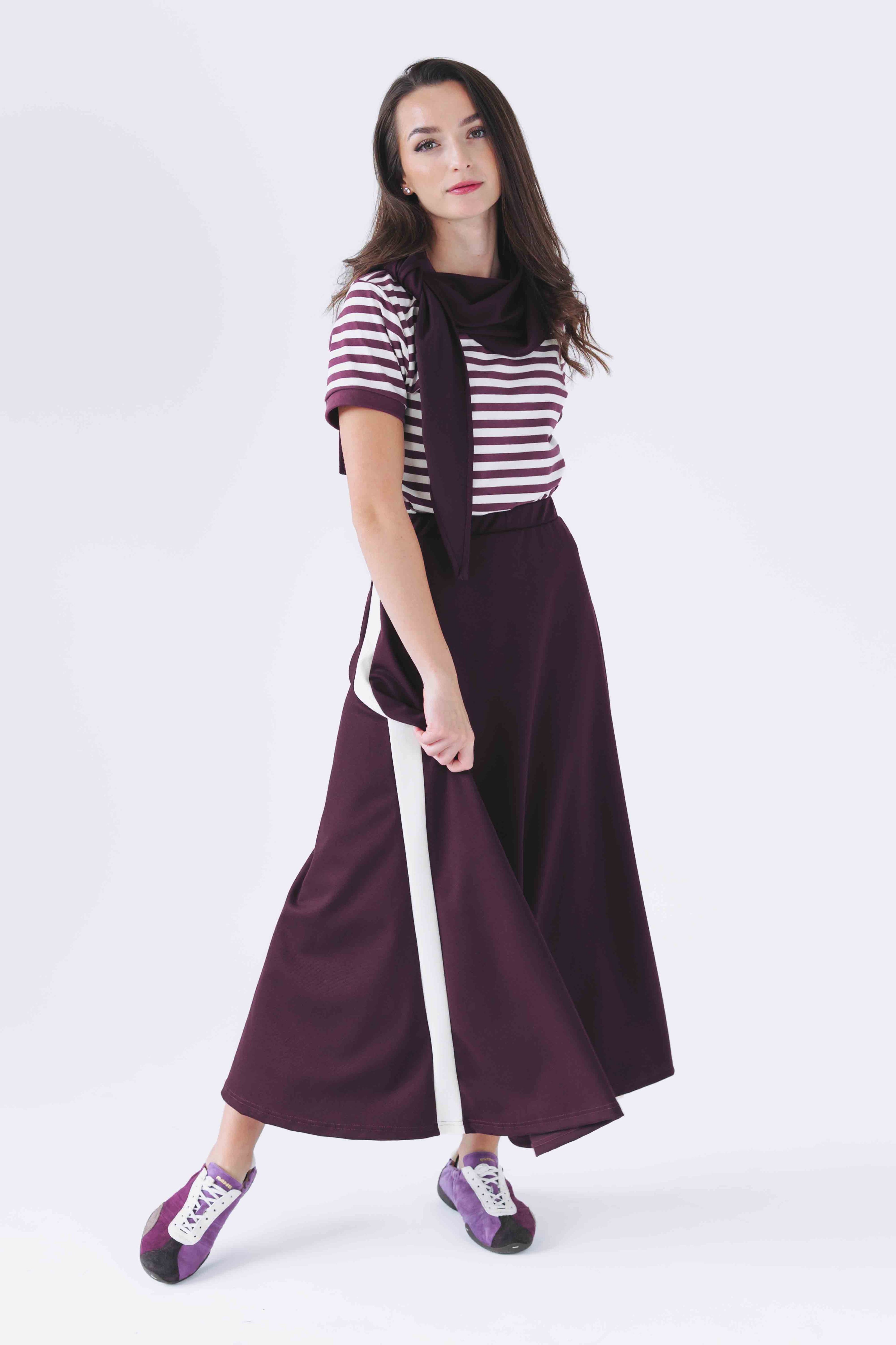 outfit bordo sukně
