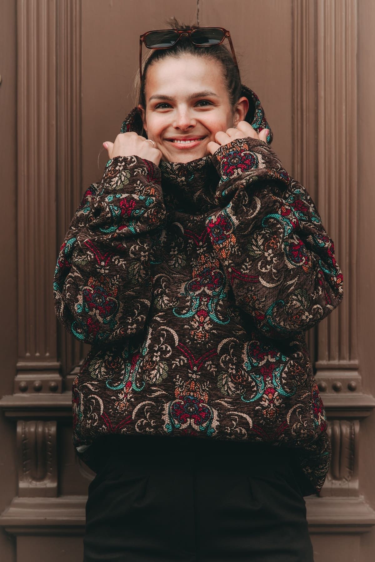 Mikina Dubaku Brown Jacquard