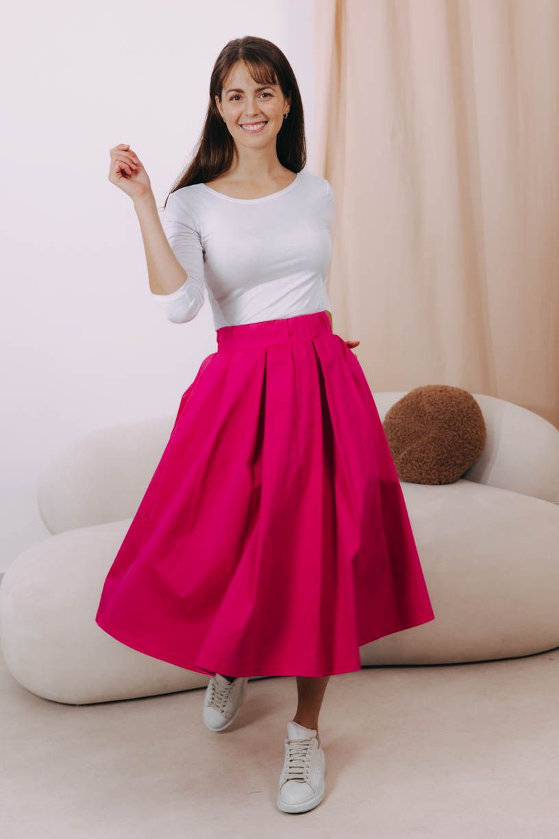 Sukňa Malkia Midi Hot Pink