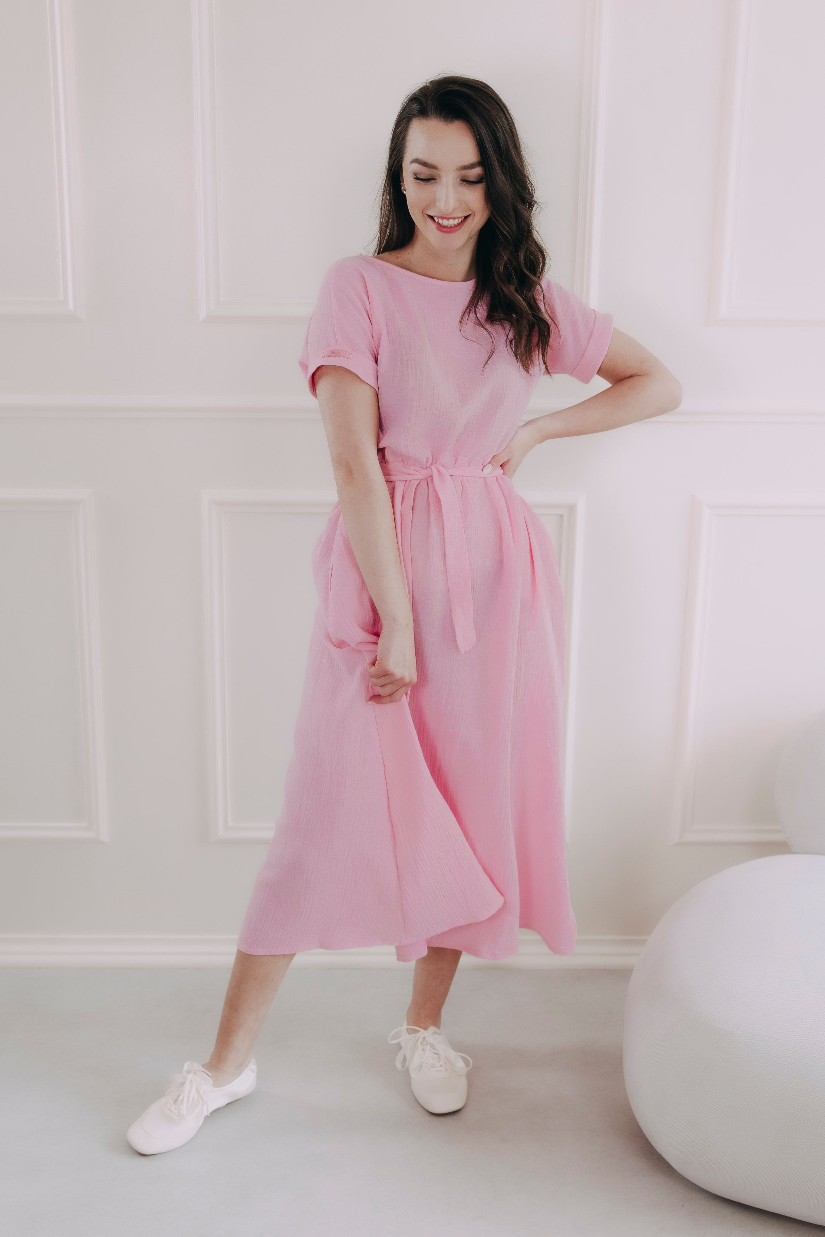 Šaty Boho Mousseline Sweet Pink