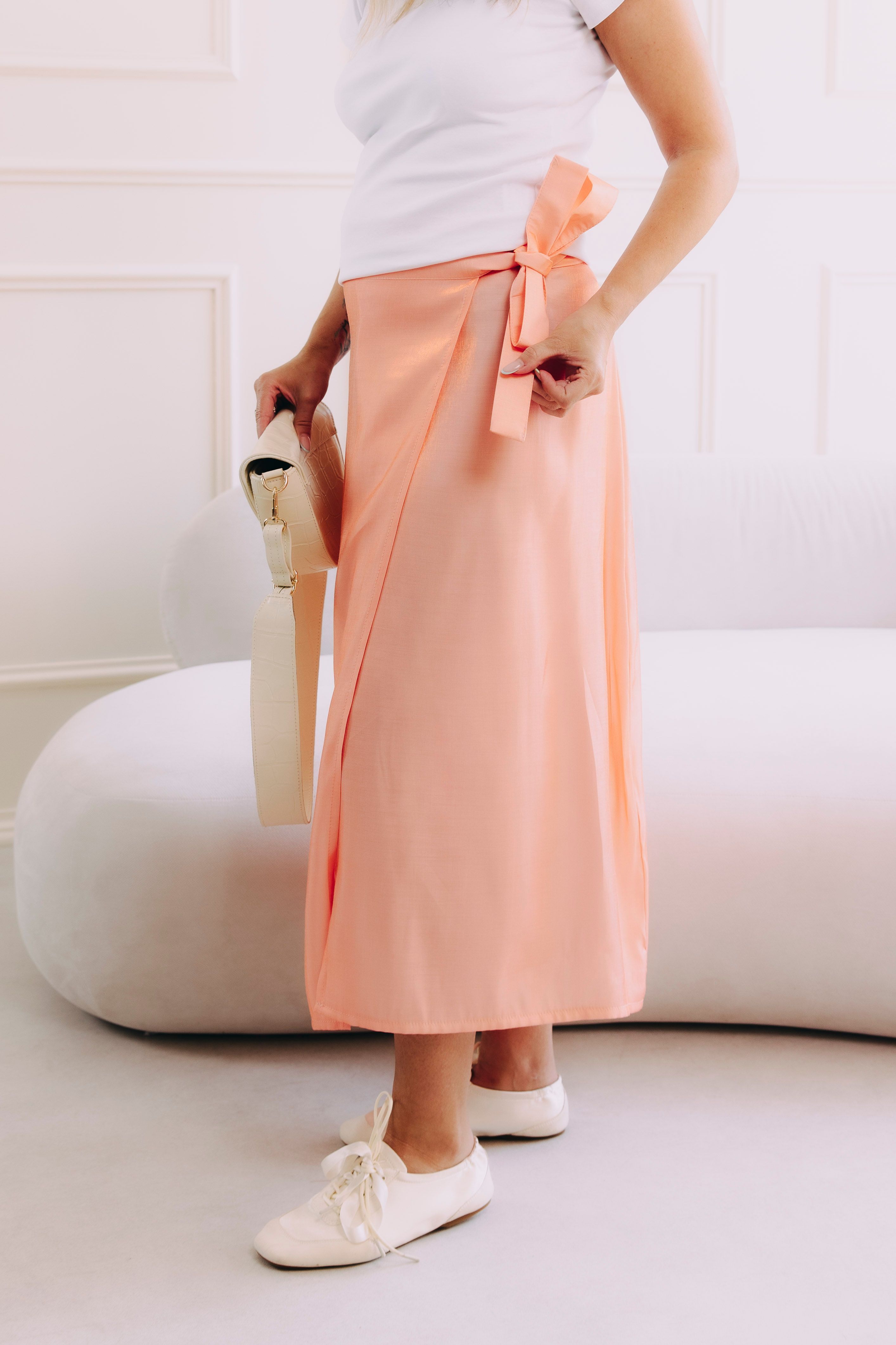 Sukně Eniola Midi Coral Shine