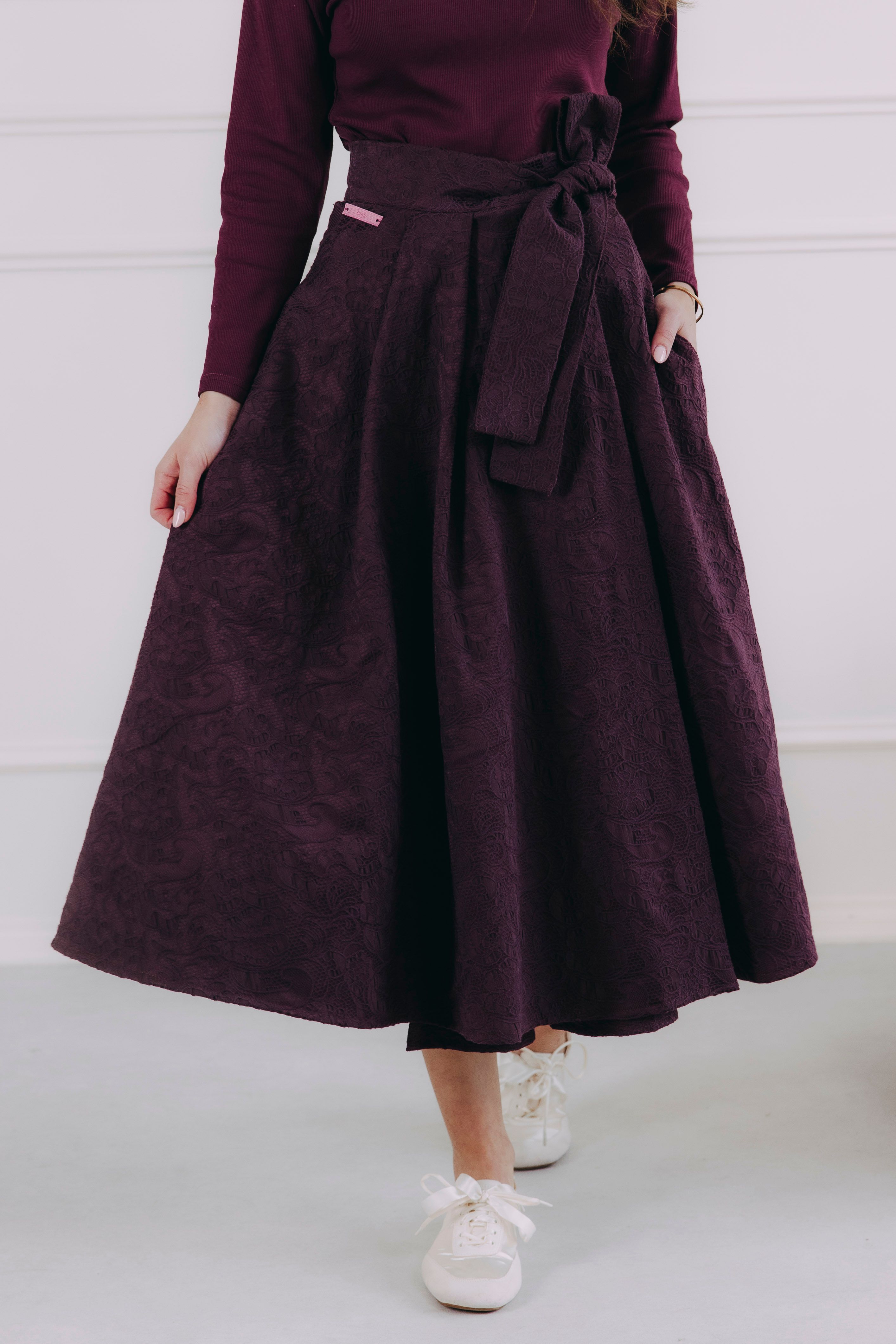 Sukně Mawe Burgundy Jacquard