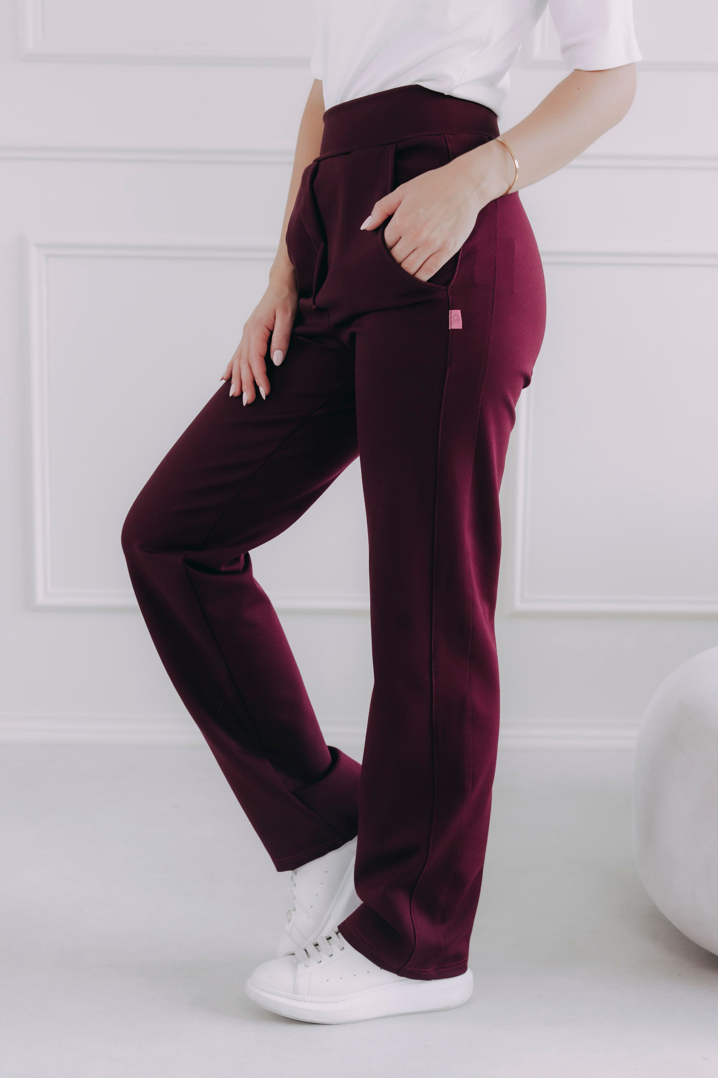 Nohavice Zen Thin High Burgundy