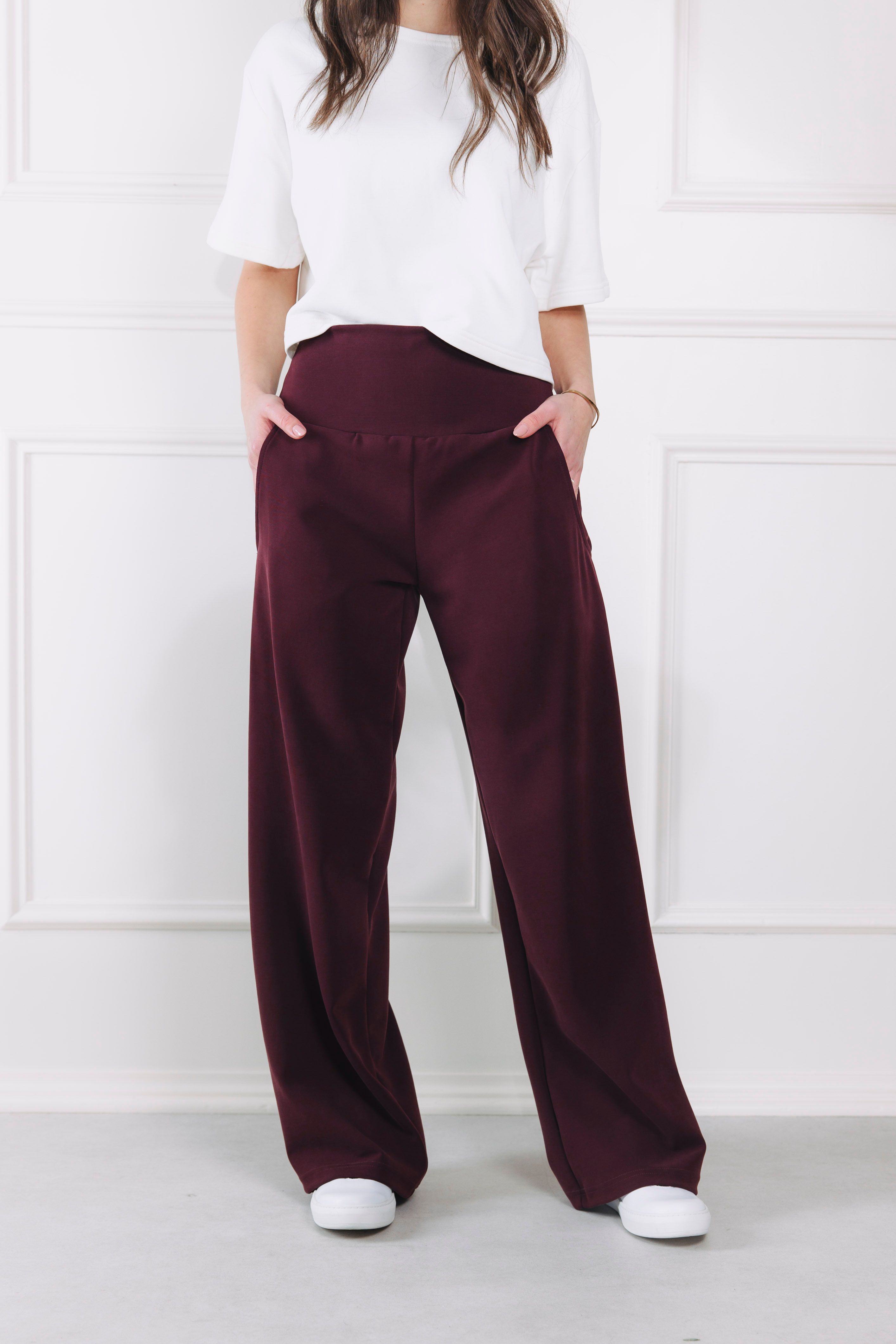 Kalhoty Nala Wide Leg Bordo