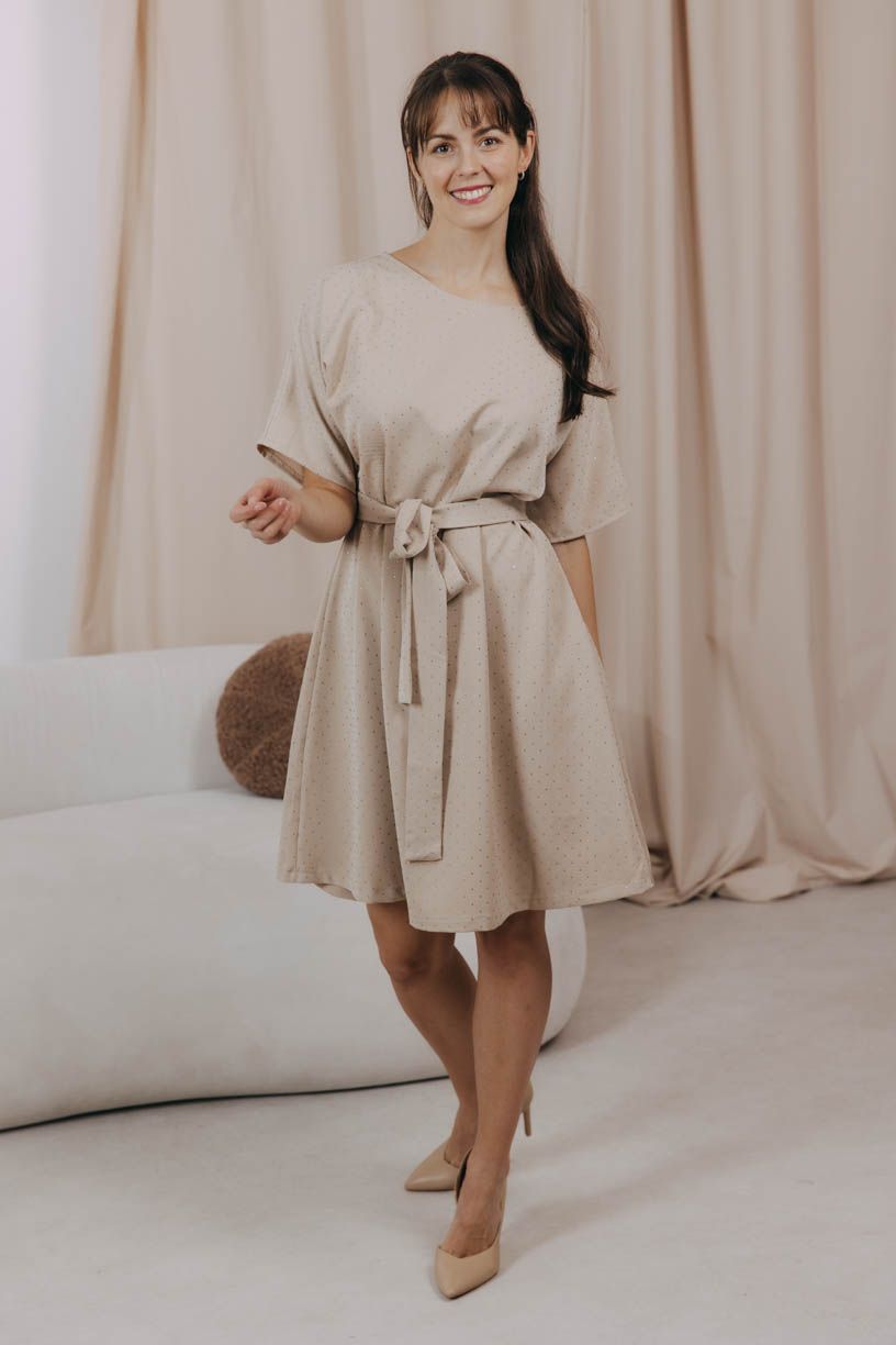 Šaty Sia Beige Shine